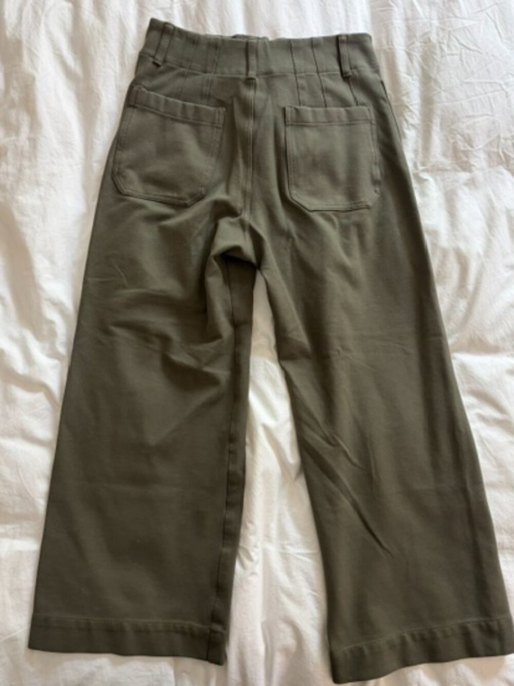 Anthropologie Maeve Colette Cropped Wide Leg Ponte Pants Size 28 Olive Green - Picture 3 of 5
